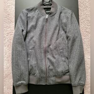 Express Gray Pinstripe Bomber Jacket